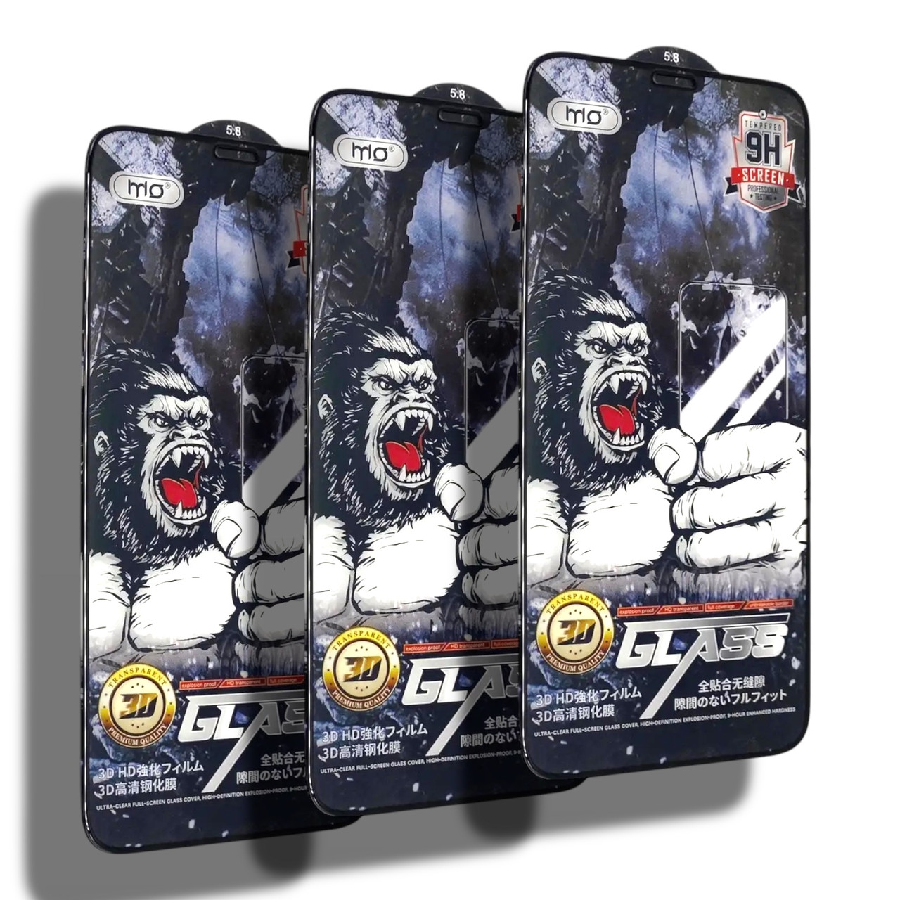 Захисне скло 3 шт CDK для Apple iPhone X/XS/11 Pro | Full Glue 3D MO King Kong (black)