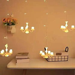 Гірлянда Штора Свічки, від мережі, 3м, Теплий Білий / Світлодіодна гірлянда / Новорічна штора гірлянда