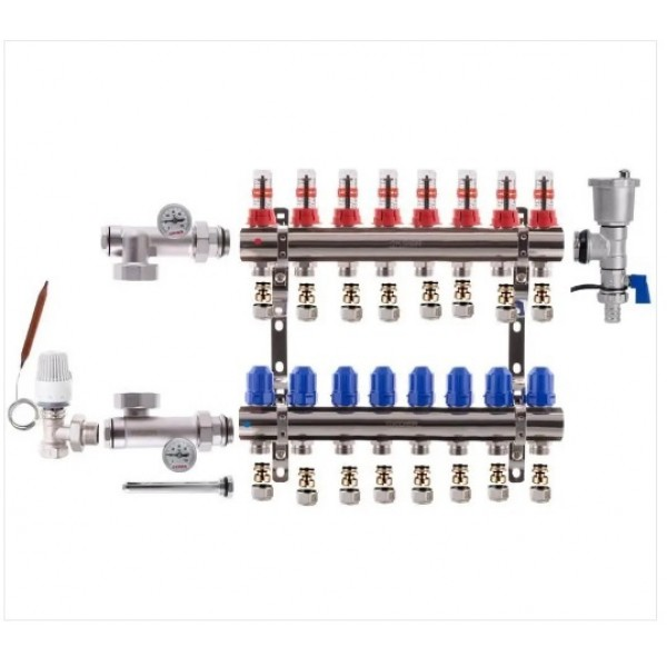 Колектор для теплої підлоги Koer на Вісім контурів в сборі (Чехія), фото 1
