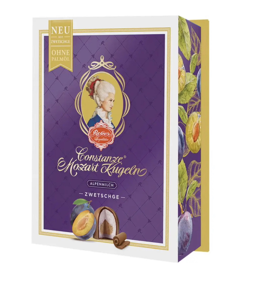 Цукерки шоколадні Reber Constanze Mozart Kugeln, з марципаном та сливами 120g, фото 1