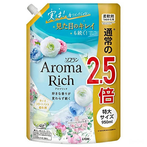 Кондиціонер для білизни з квітковим ароматом, LION Aroma Rich Sarah 950 мл, фото 1