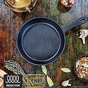 Чавунна сковорода чорна універсальна якісна 24 см з литою металевою ручкою круглі сковороди без кришки для будинку смаження м'яса