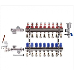 Колектор для теплої підлоги Koer на Дев'ять контурів в сборі (Чехія)