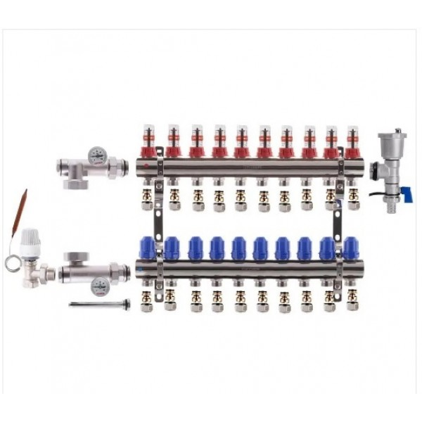 Колектор для теплої підлоги Koer на Десять контурів в сборі (Чехія), фото 1