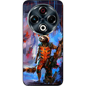 Силіконовий чохол Case для Tecno Spark 30 4G (KL6) з картинкою Єнот Ракета