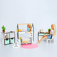 Великий набір лялькових меблів NestWood для Барбі рожево-м'ятний 32 од, фото 4