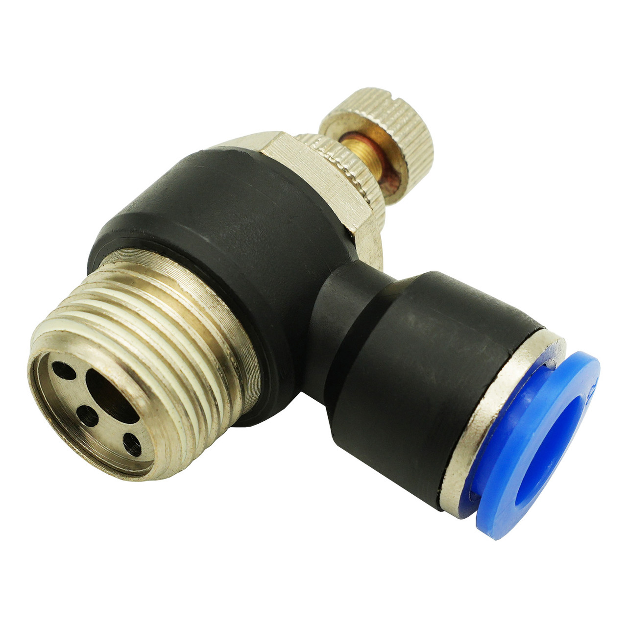 Кран для регулювання повітряного потоку, зовн.різьба 3/8" і цангове з'єднання для шлангів 6 мм, фото 1