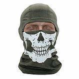Тактична чоловіча балаклава хакі з черепом Військова літня маска підшоломник балаклава олива Бавовна, фото 2