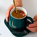 Чашка 400мл на підставці з підігрівом до + 55 °С, Зелена / Подарунок на 8 березня / Подарунок дівчині, фото 2