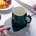 Чашка 400мл на підставці з підігрівом до + 55 °С, Зелена / Подарунок на 8 березня / Подарунок дівчині, фото 8
