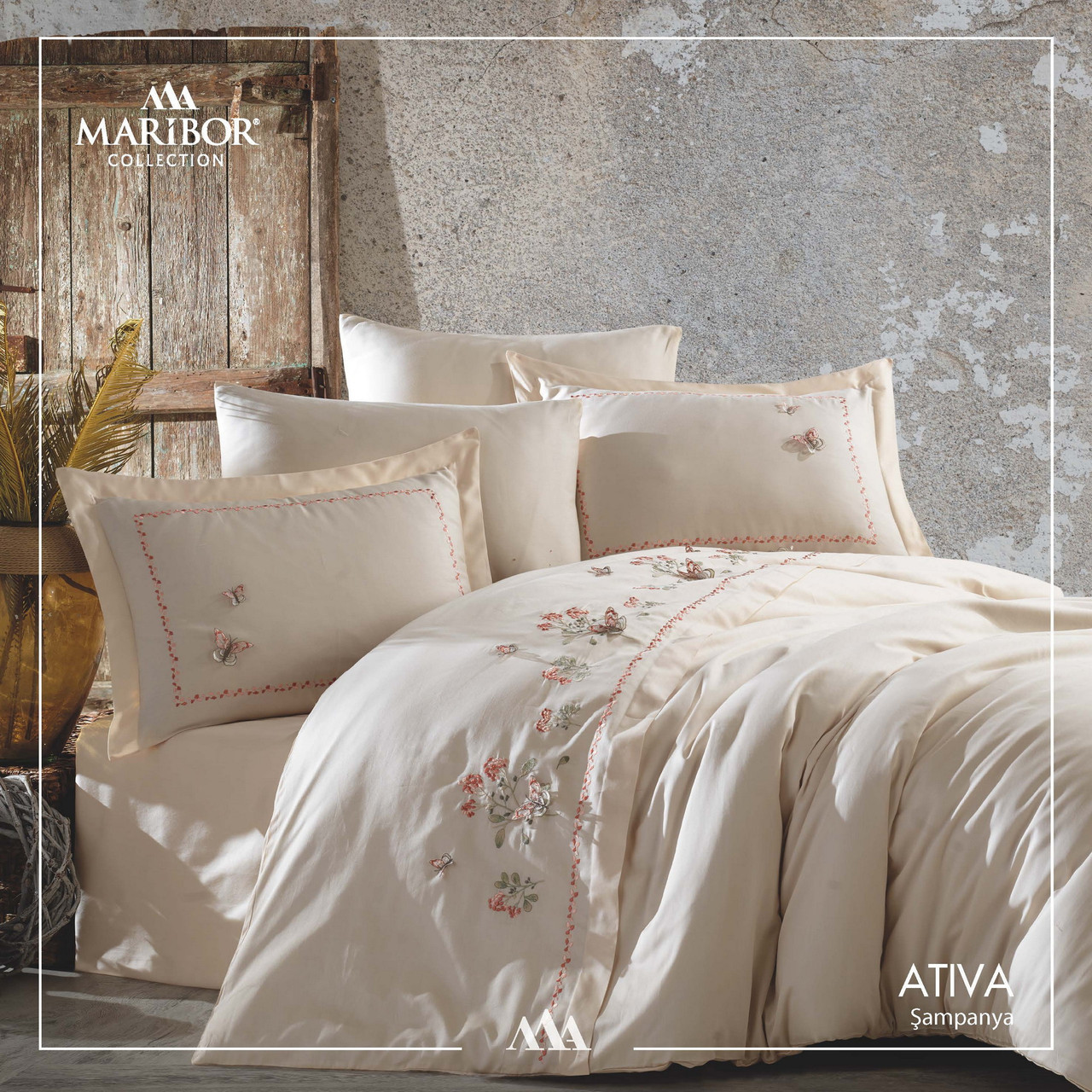 Комплект постільної білизни Maribor Exclusive Satin 200х220 см Ativa Sampanya