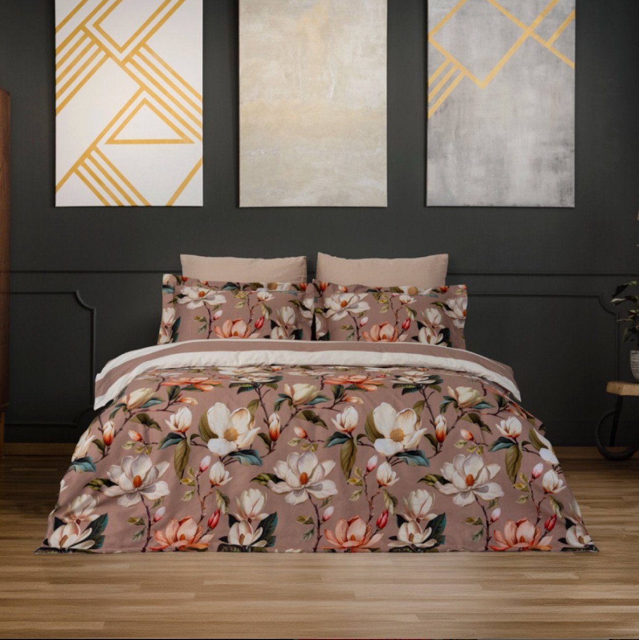 Комплект постільної білизни Prima Casa Digital Satin 200 х 220 см. Magnolya Bej