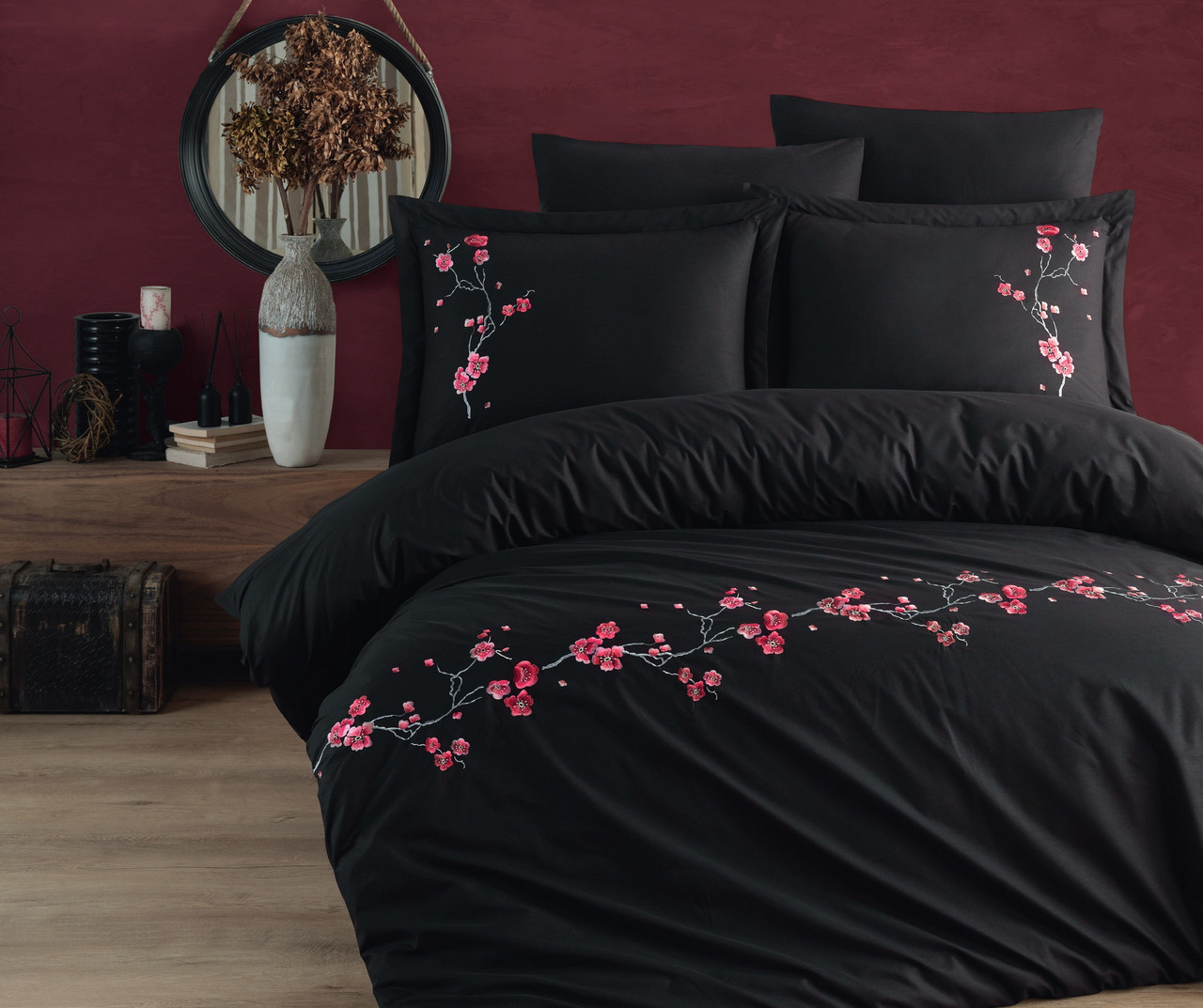 Постільна білизна Maribor Elegance Poplin 200 х 220 см Sakura Siyah