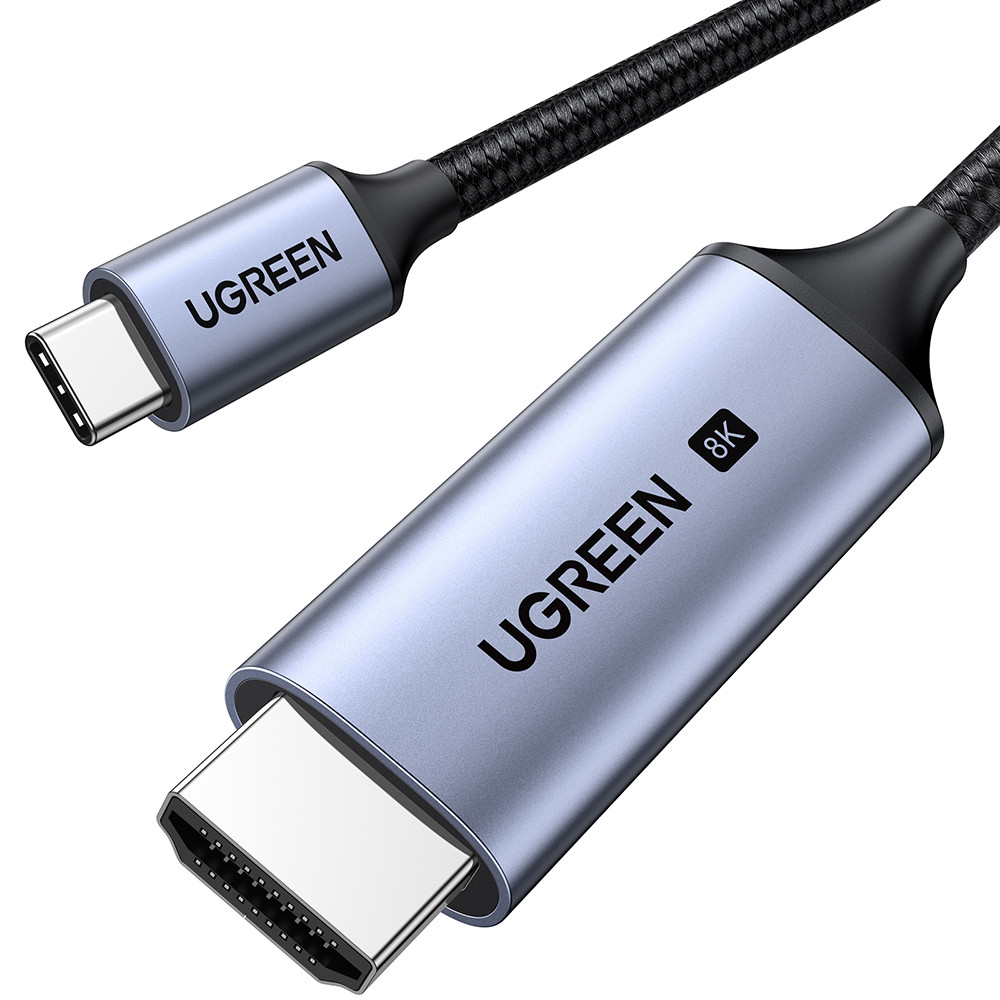 Кабель Type-C на HDMI 2.1 UGREEN CM565 Adapter 8K/60Hz 4K/120Hz 1.5м (сірий)