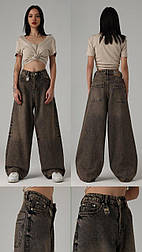 Жіночі коричневі виварені джинси багі в розмірі 40