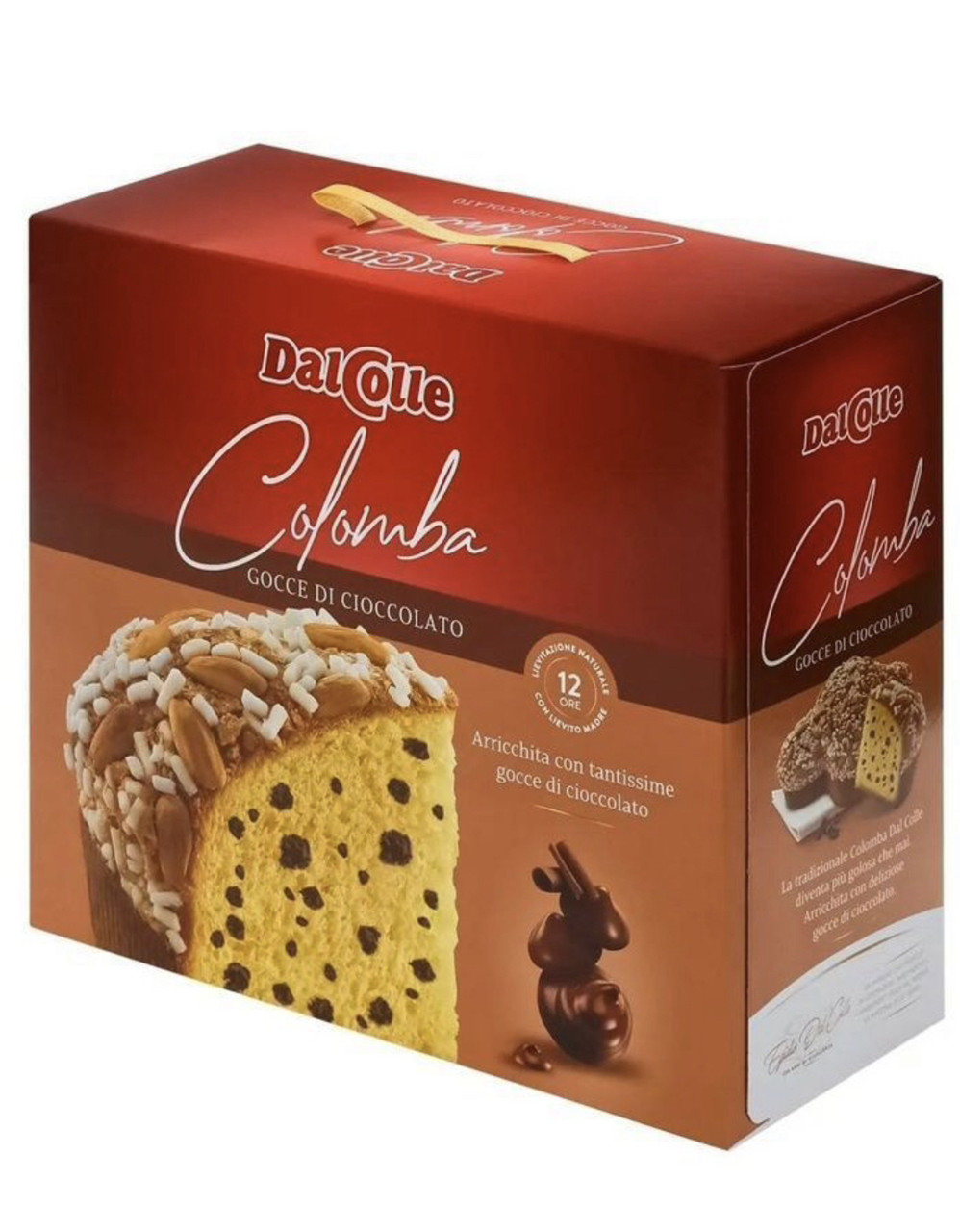 Коломба Dalcolle Colomba Gocce di Cioccolato у формі Великодньої Голубки з мигдалем та шоколадною крихтою 650g, фото 1
