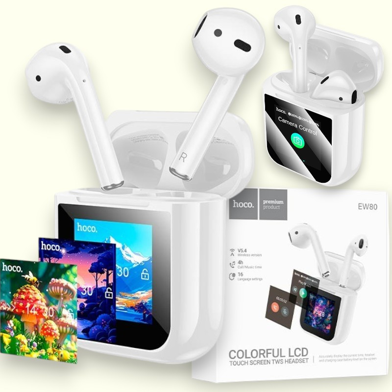 Бездротові Bluetooth навушники AirPods Hoco EW80 блютуз навушники c сенсорним екраном, білі