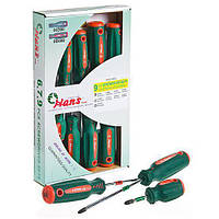 Набір викруток шліц и хрест 9 предметів (06400-9MG) HANS