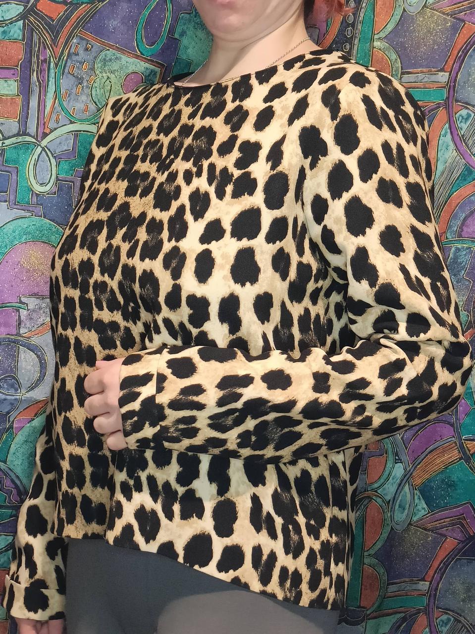 Леопардова блуза ZARA, жіночий джемпер, лонгслів розмір M