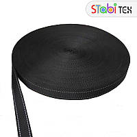 Стрічка 25мм ремінна два люм. штриха (50м) Чорний