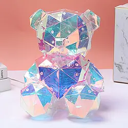 Лампа-нічник світлодіодний Ведмедик з серцем 25см від USB, Love Bear, Рожевий / Настільний світильник / 3Д нічник