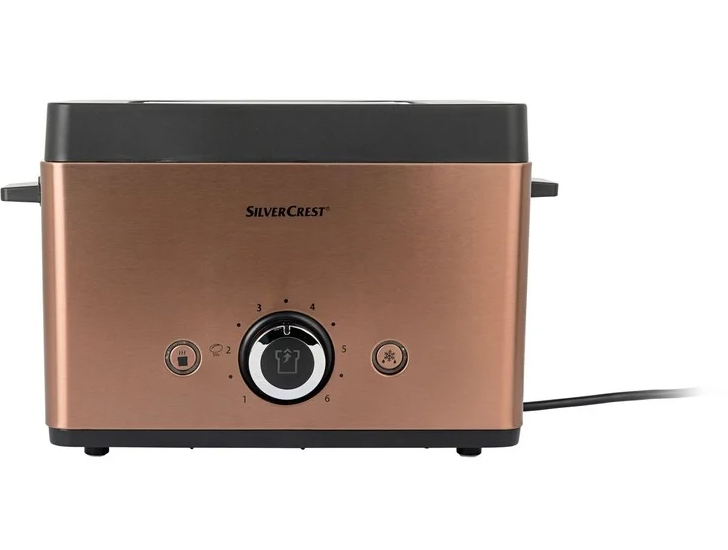 Тостер SilverCrest STT 850 Copper, 850 Вт, з насадкою для булочок, розморожуванням і регулюванням ступеня підсмажування, фото 1
