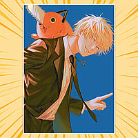 Плакат А3 Аніме Chainsaw man Людина-Бензопила 006