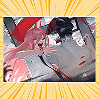 Плакат А3 Аніме Chainsaw man Людина-Бензопила 023