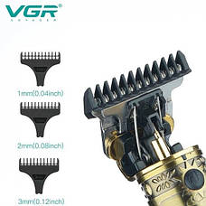 Акумуляторна машинка для стрижки VGR V-085 (тример для стрижки волосся та бороди), бронзова, фото 4
