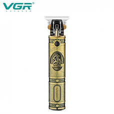 Акумуляторна машинка для стрижки VGR V-085 (тример для стрижки волосся та бороди), бронзова, фото 3