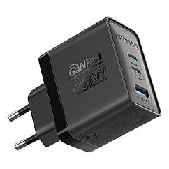 Мережевий зарядний пристрій Promate PowerPort-45W, 2хUSB-C PD, USB-A Black (powerport-45.black)