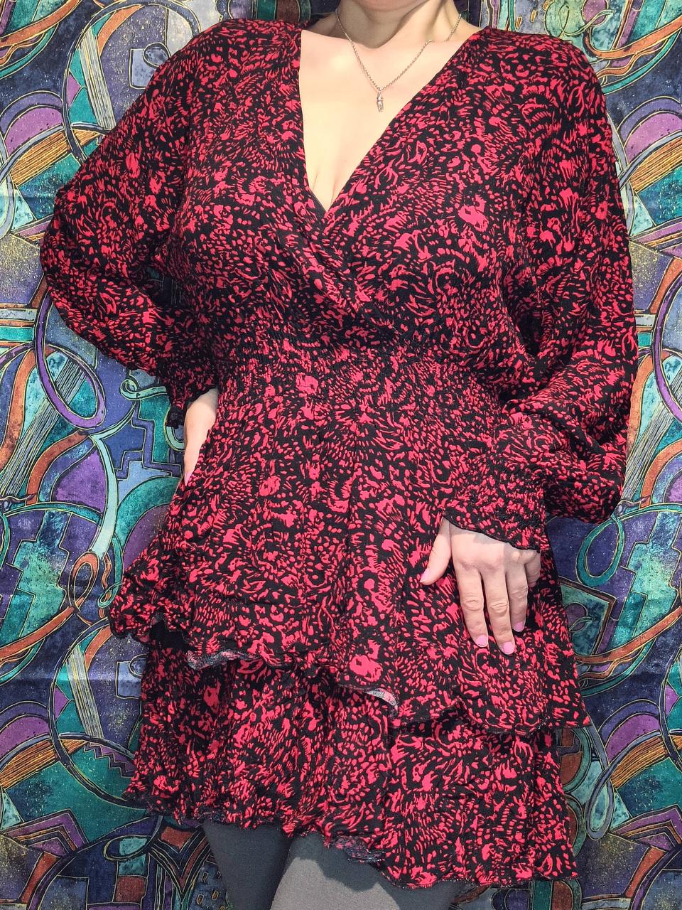 Червона сукня ZARA бебі-дол з ярусною спідницею, з воланами, розмір S, фото 1