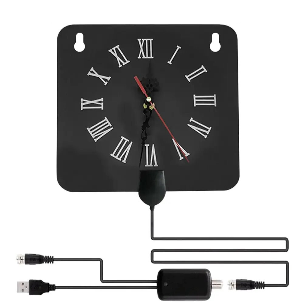 HDTV активна антена з годинником для DVB-T/T2, ISDB-T, DMB-T/H, ATSC з підсилювачем 36dBi і кабелем 3.5 м