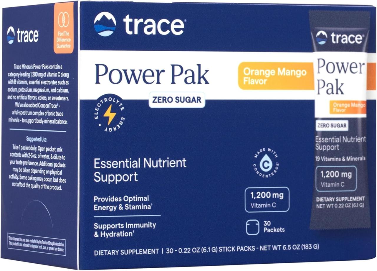 Trace Minerals Power Pak Sugar Free Orange-Mango / Електроліти без цукру Кето Апельсин-Манго 30 саше