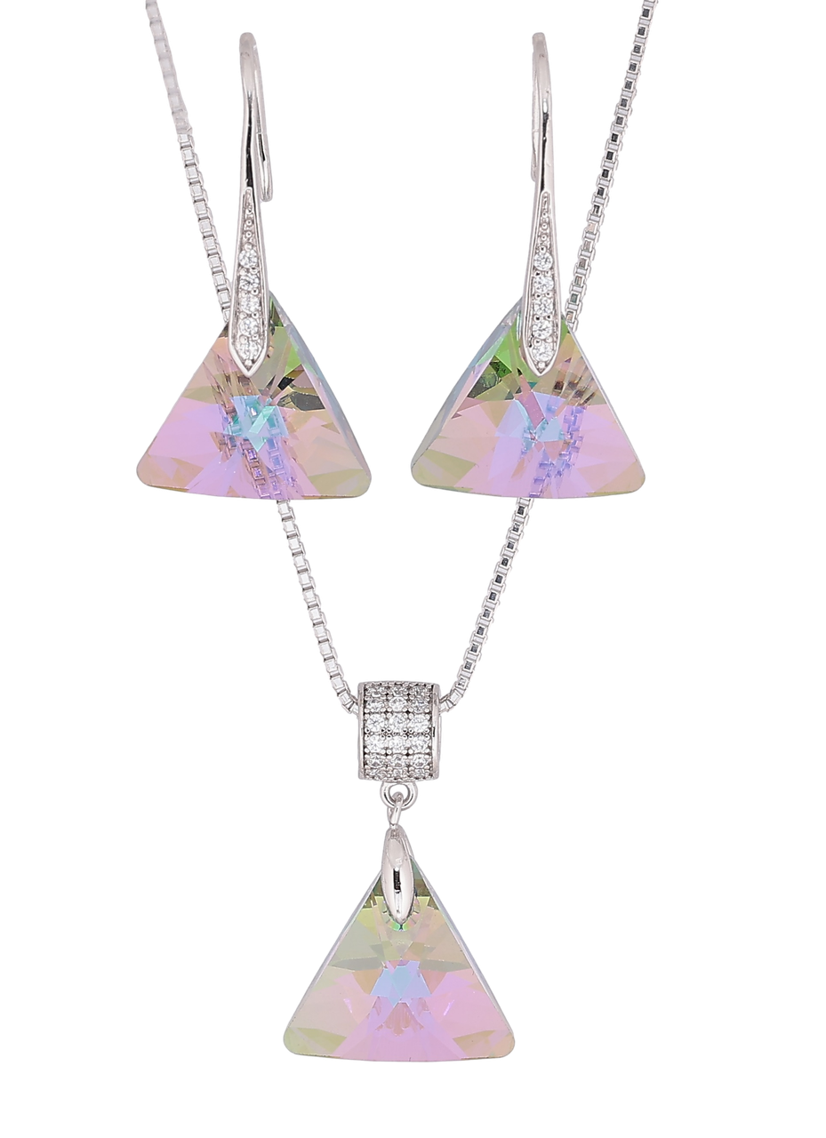 Набір Xuping колір Родій з кр-ми Swarovski Сережки Кулон на ланцюжку «Кристали Vitrail Light» довжина 40-45см х 1.5мм
