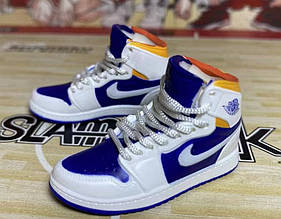 Міні взуття фінгер шузи Nike AIR Jordan у пластиковому кейсі Біло сині