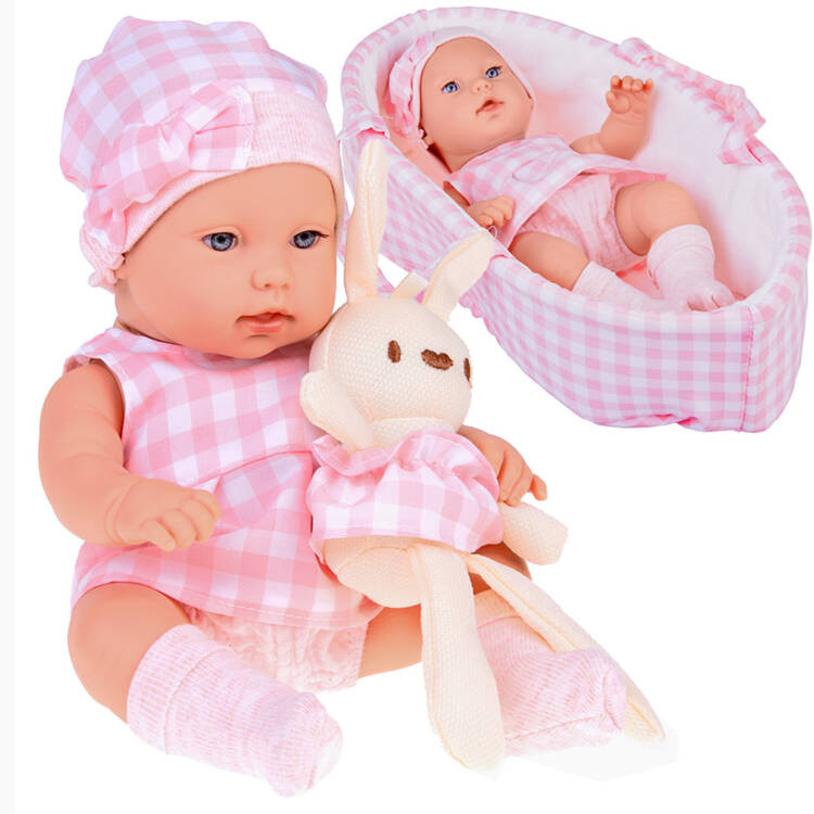 Baby Doll Newborn одягнена в рожевий капелюшок плаття талісман кролик ZA5007 RO