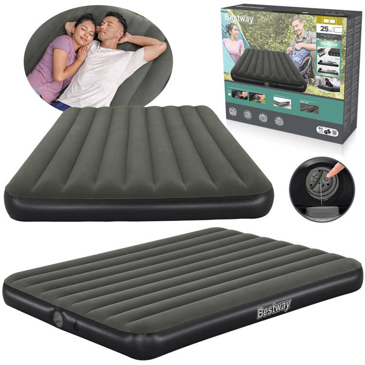 Матрац Bestway 2-місний Queen вбудований насос Tritech Air 203x152x25см 6716S