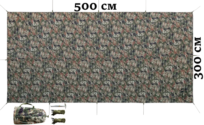 Тент без стійок Tramp UTRT-101 (Camo), 300x500 см | Універсальний навіс для відпочинку, надійний захист від сонця і дощу, фото 1