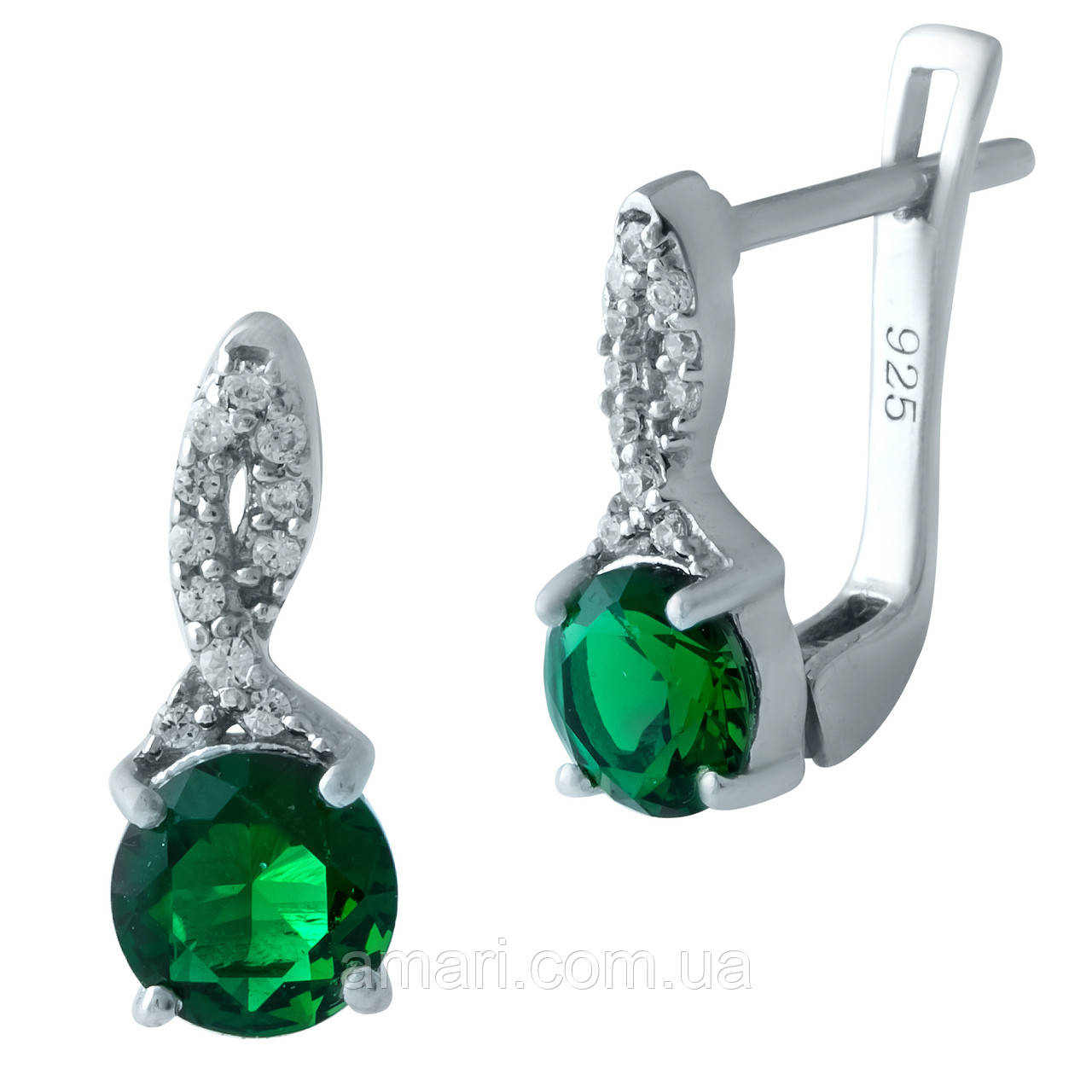 Срібні сережки Komilfo зі смарагдом nano 1.559ct (1930984)