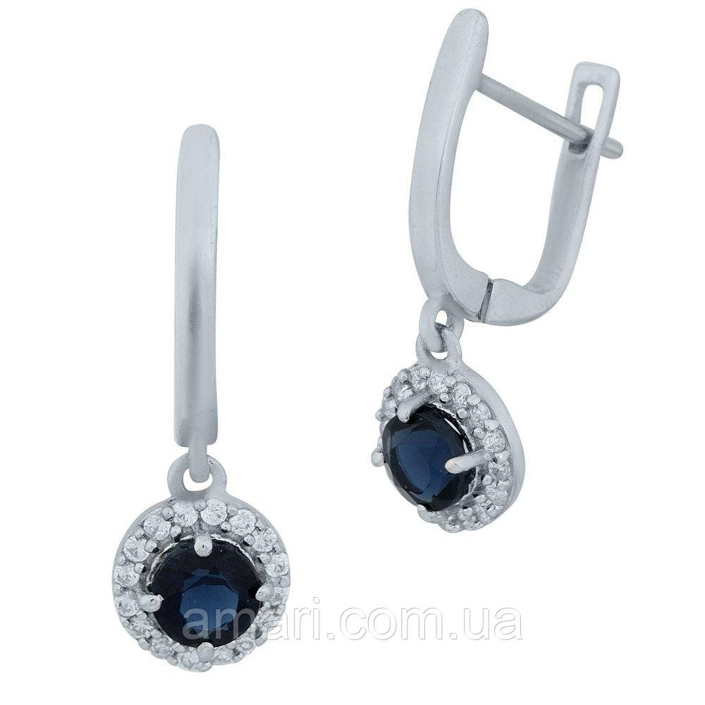 Срібні сережки Komilfo із сапфіром nano 1.15ct (1983843)