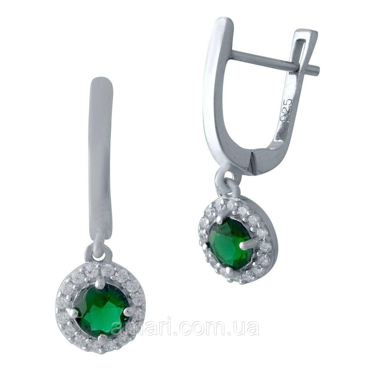 Срібні сережки Komilfo зі смарагдом nano 1.18ct (1986653)