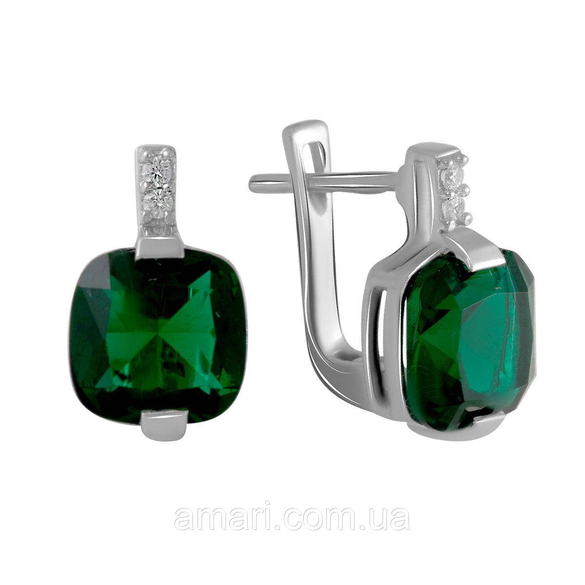 Срібні сережки Komilfo зі смарагдом nano 5.362ct (2059745)
