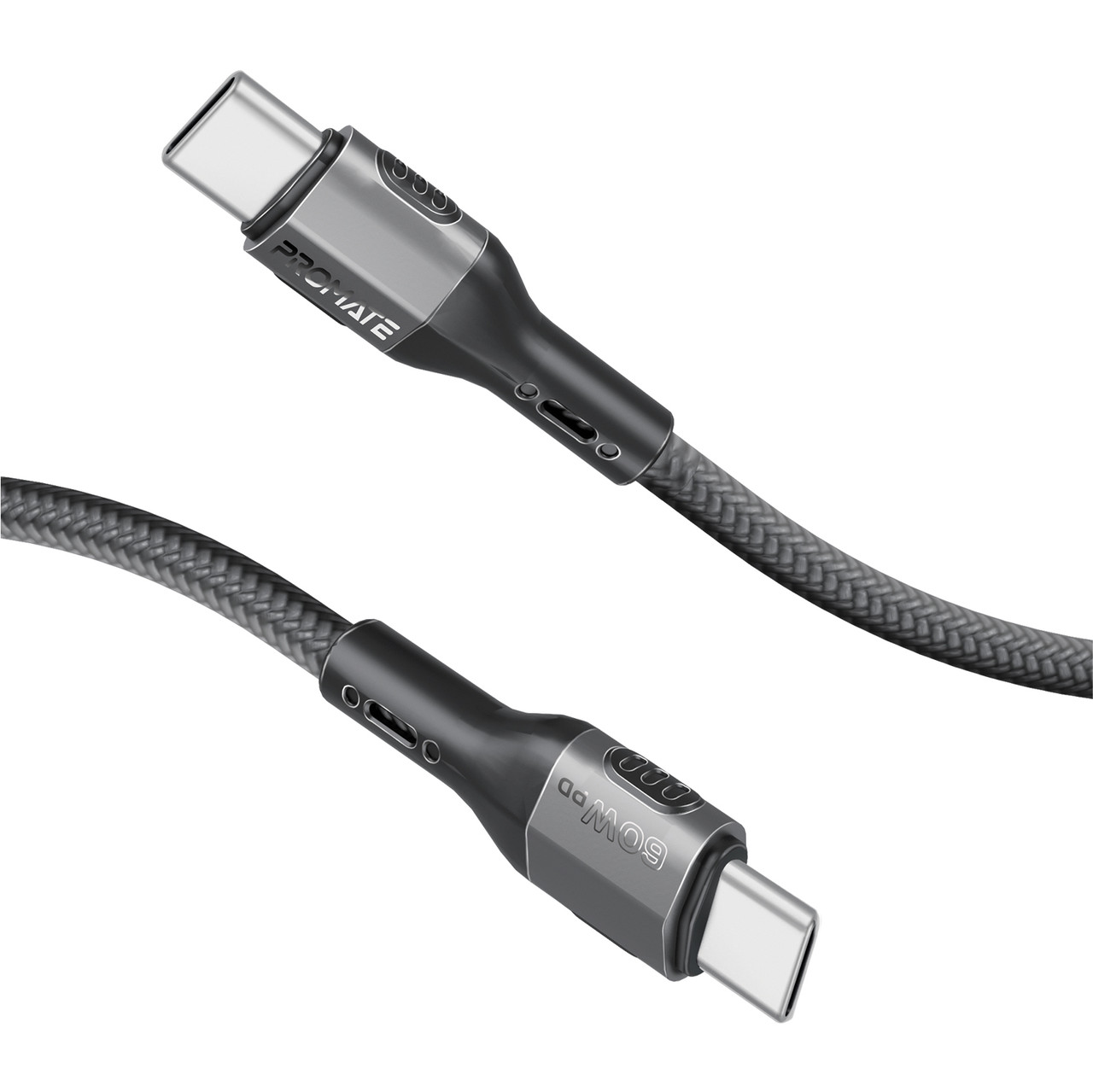 Кабель Promate FletchLink-CC USB-C to USB-C 60W Power Delivery 1.2 м Black (fletchlink-cc.black)