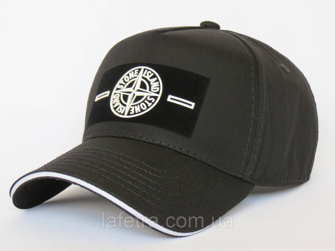 Кепка Stone Island Чорна з білим