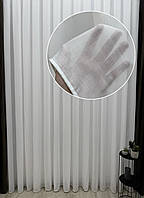 Однотонний матовий тюль креп-льон з обтяжувачем. Колір: молочний