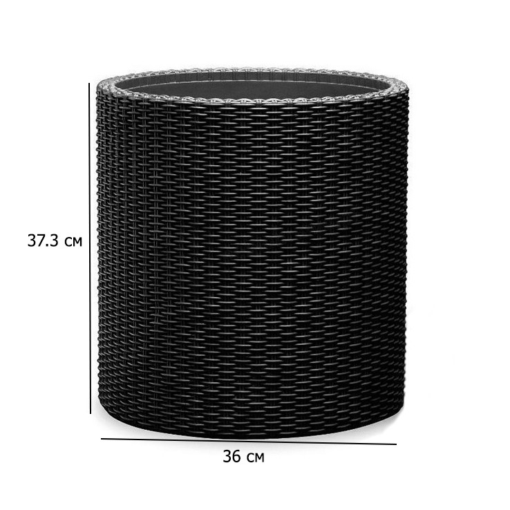 Вазон пластиковий вуличний Medium Cylinder Plante 36 см кольору антрацит підлоговий циліндричний
