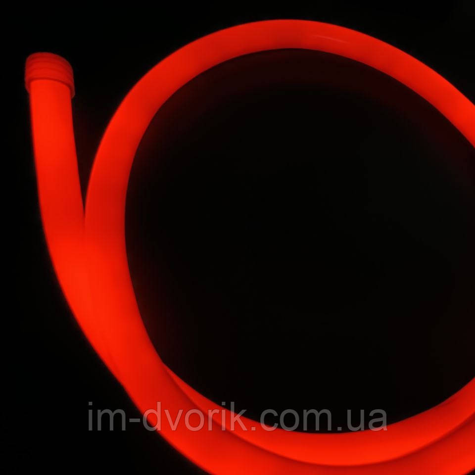Неон Led 220V червоний круглий (1 м) – набір з вилкою та адаптером