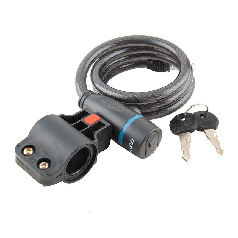 Замок Grey's GR51010 10x1000мм циліндричний сталевий трос в комплекті 2 ключі і кріплення, фото 1