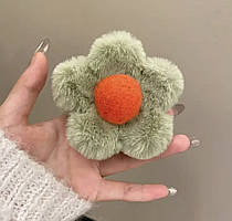 Шпилька для волосся хутряна краб, м'ятно-жовтогаряча